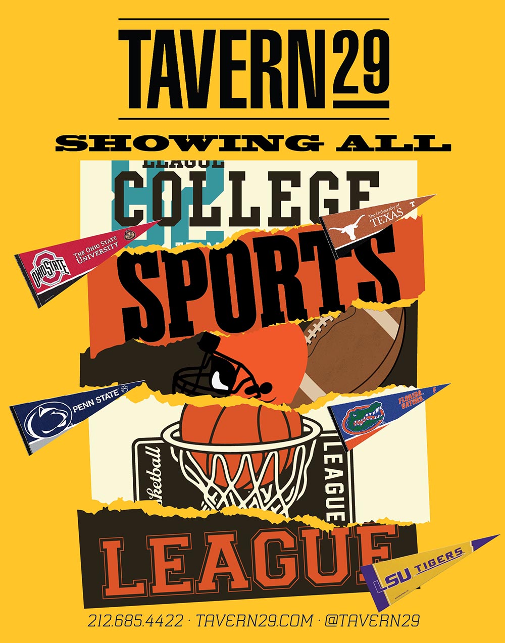 SHOWING ALL COLLEGE SPORTS LEAGUE GAMES